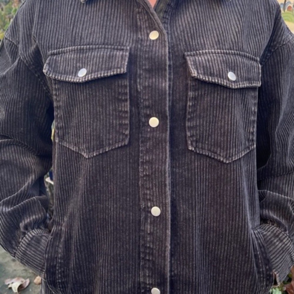 Avec Long Sleeve Heavy Corduroy Button Down Shirt Coat